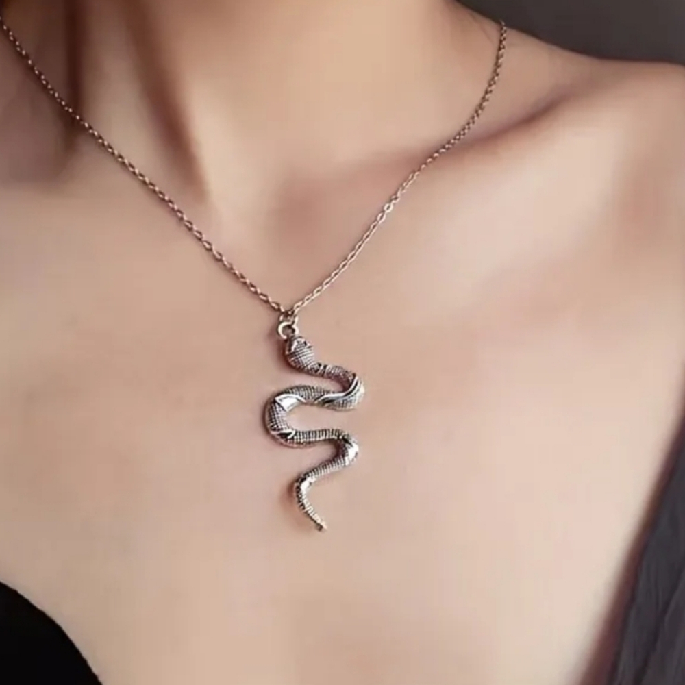 Snake 🐍 Pendant Necklace. Silver Chic Design. NWT